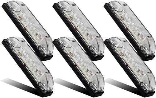 Partsam 6X 4 MarineBoat Slim Line Clear LED Utility Strip Light 6 Diodos sellados