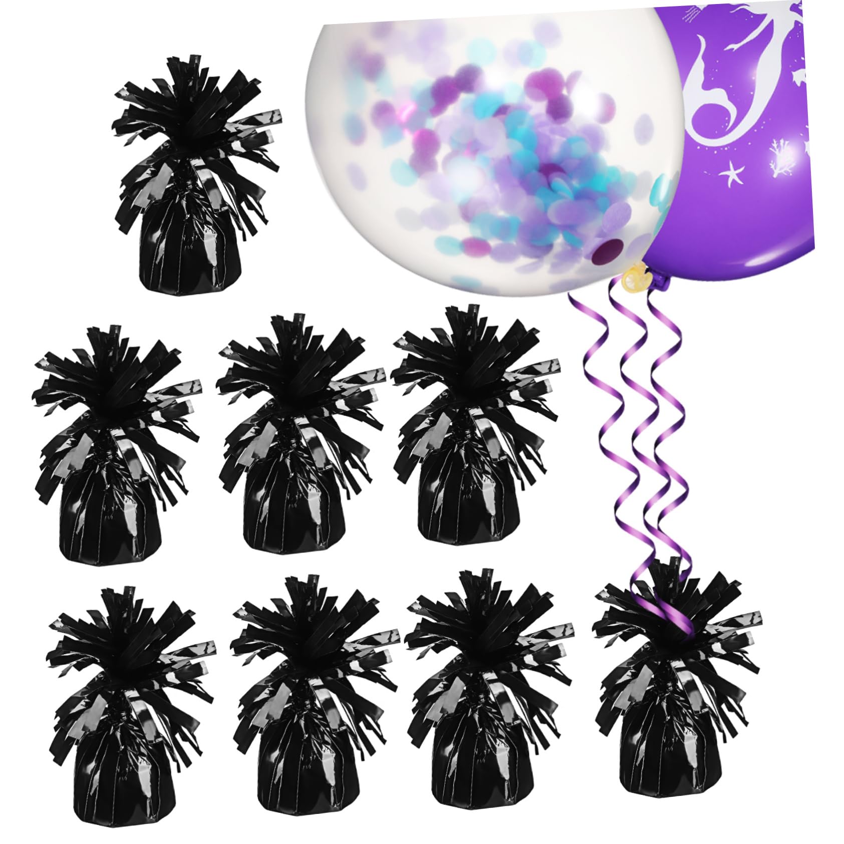 ABOOFAN Pesi per Palloncini 8 Pezzi, in Pet Nero, Riutilizzabili e Facili da Usare, per Matrimonio e Tavoli, Design Compatto e Stabile