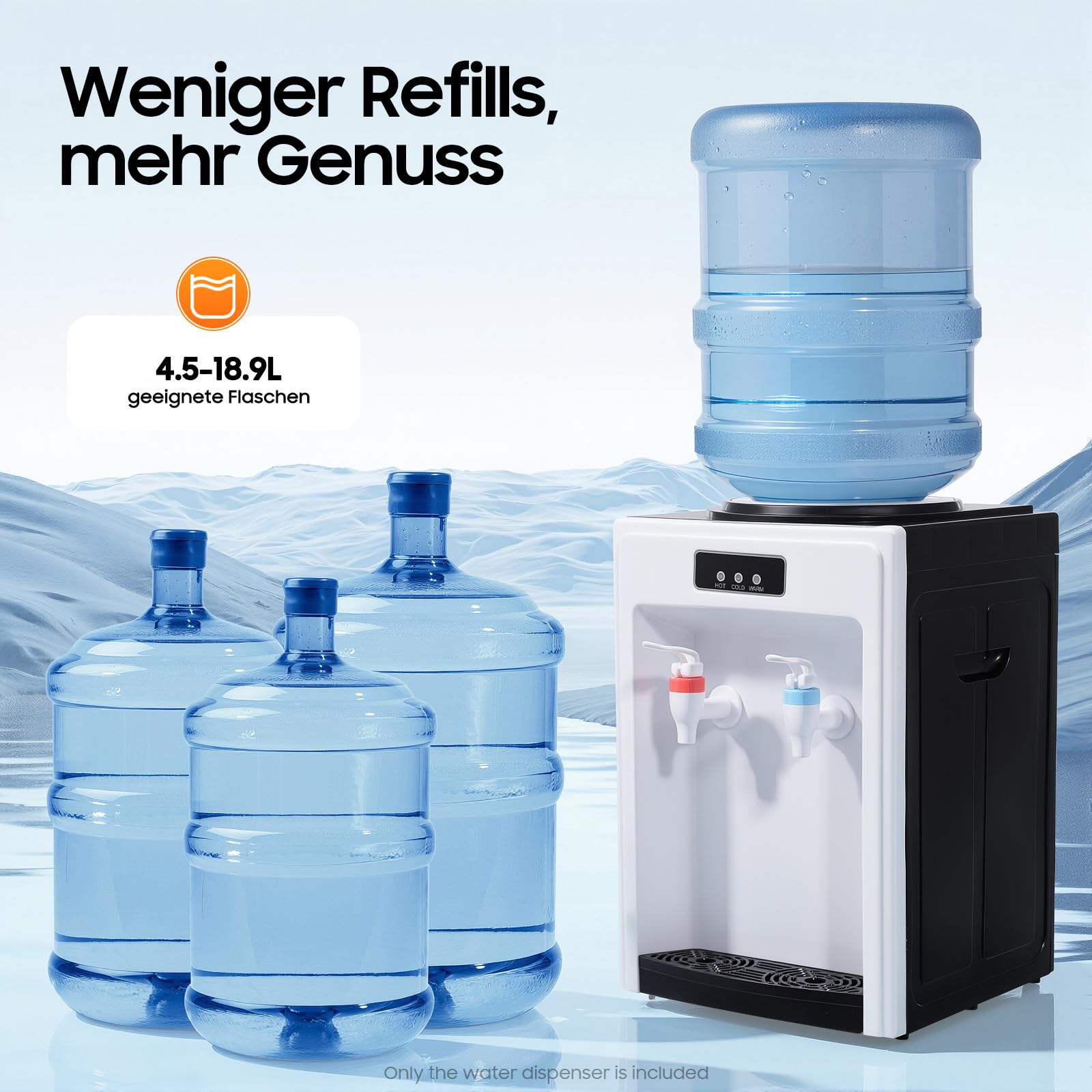 550W Elektrischer Wasserspender mit Kühlung Kalt-warm Mini Wasserspender für Den Haushalt 220 V Water Dispenser Kaltwasserspender Wasser Spender (Schwarz und Weiß)