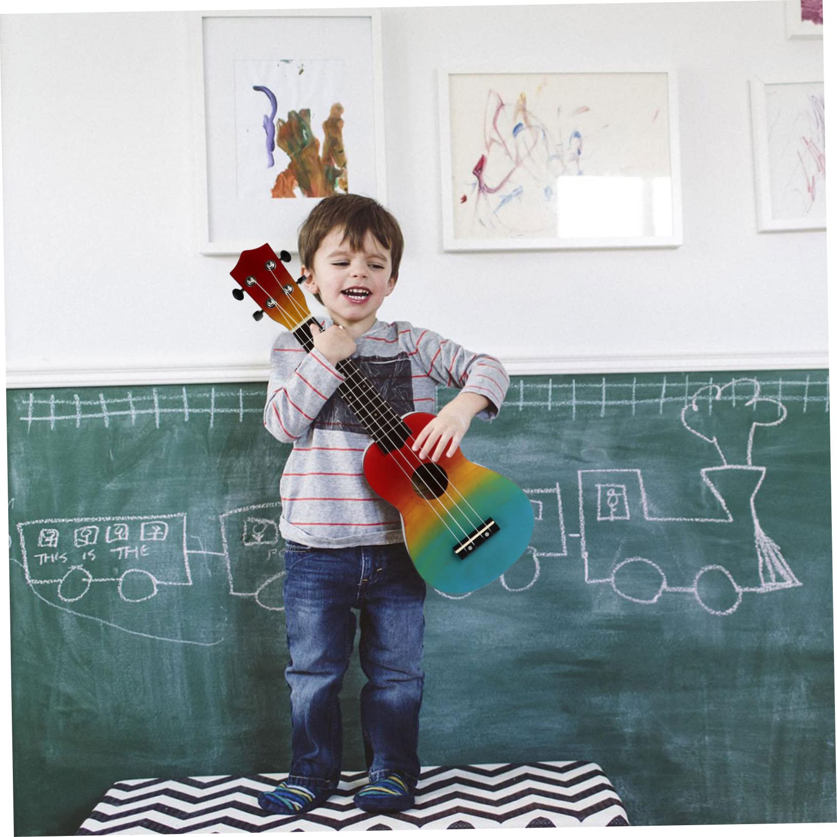 1 Zestaw Ukulele Ręcznie Malowane dla Instrument Akustyczny z Plecakiem Idealny dla Początkujących Muzyków