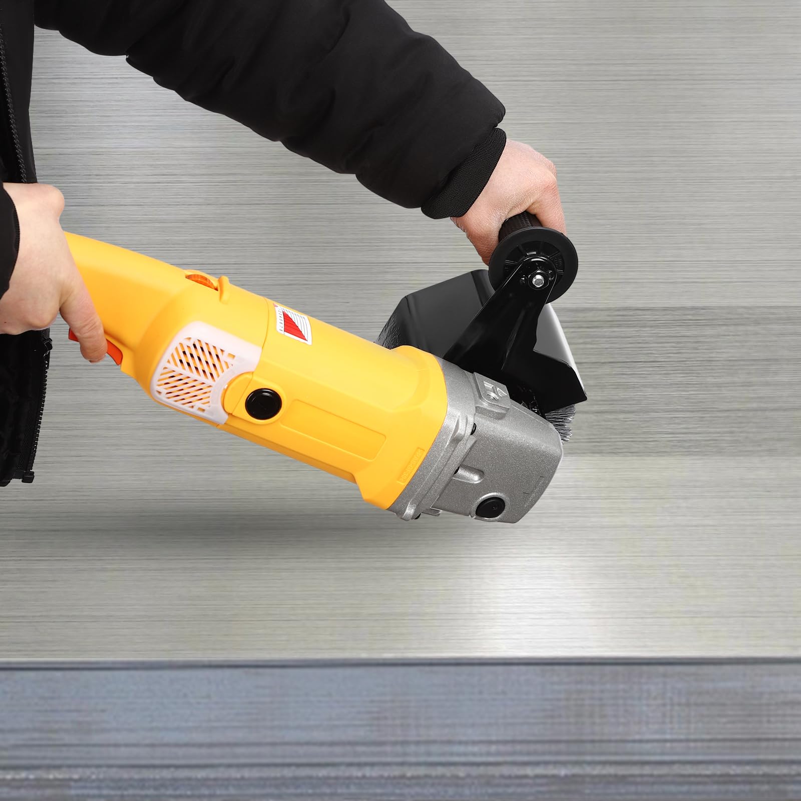 Máquina de satén de 1,4 kW, lijadora de cepillos de madera para renovar todo tipo de superficies, velocidad ajustable, con 2 cepillos de carbón, 1 rueda de lona