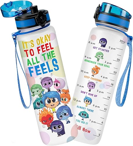 Miniatura 19 de Botella de seguimiento de agua de 32 oz, botella de agua para recordar beber, botella con marcador de tiempo, botella de agua motivacional aislada