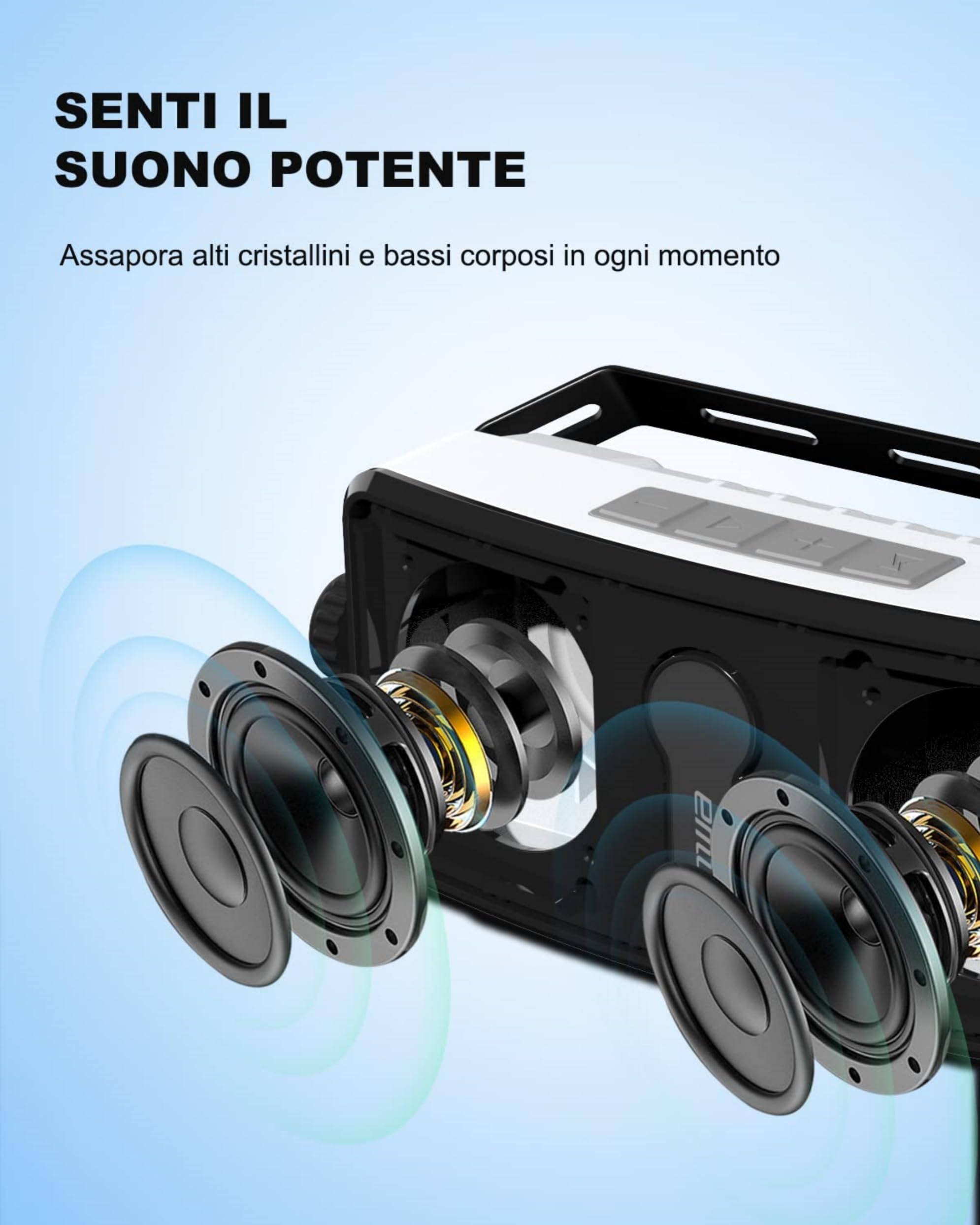 Inwa Cassa Bluetooth Esterno a Parete, IPX5, 17 * 7cm, Connessione Telefono/PC/Echo Dot/Fino a 100 Casse, Senza Batteria Integrata(2 Pezzi, Nuovo Nome Bluetooth 2025 "Sync Speaker, 20W)
