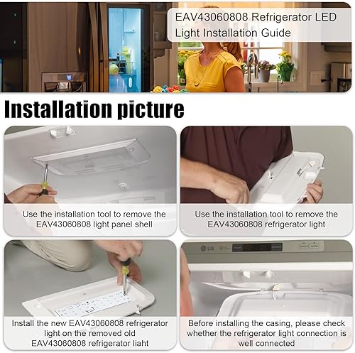 Miniatura 3 de Greatshow EAV43060808 EVA43060804 EAV43060810 - Conjunto de luces LED para refrigerador LG Kenmore de repuesto para nevera LG Kenmore, bombilla de