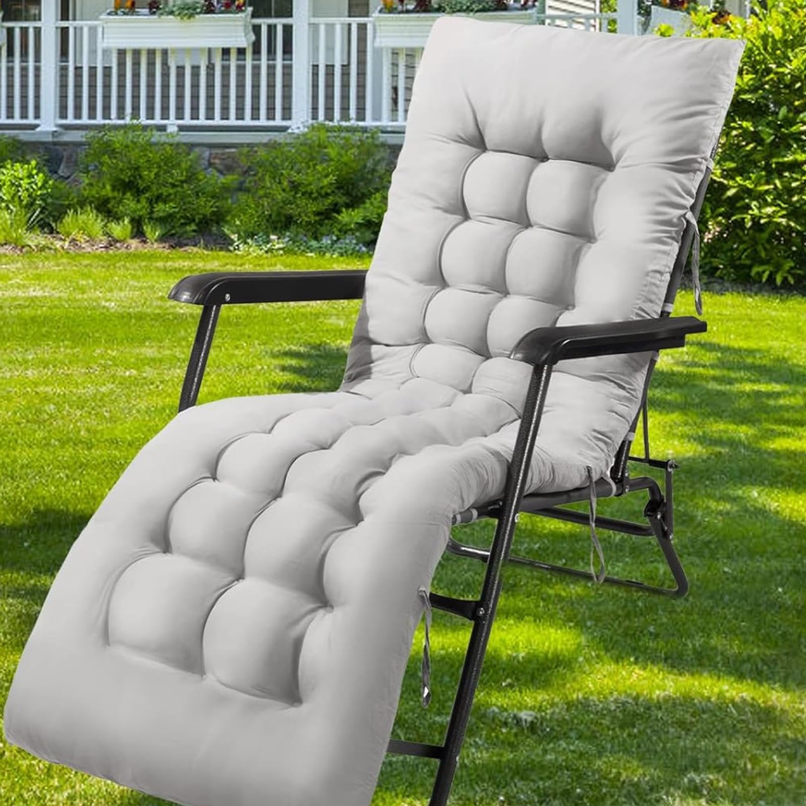 Cuscino per sedia a sdraio, senza poggiatesta, per esterni, per chaise longue e dondolo, antiscivolo, spesso, con schienale alto, per sedia da patio (viola scuro, 180 x 45)