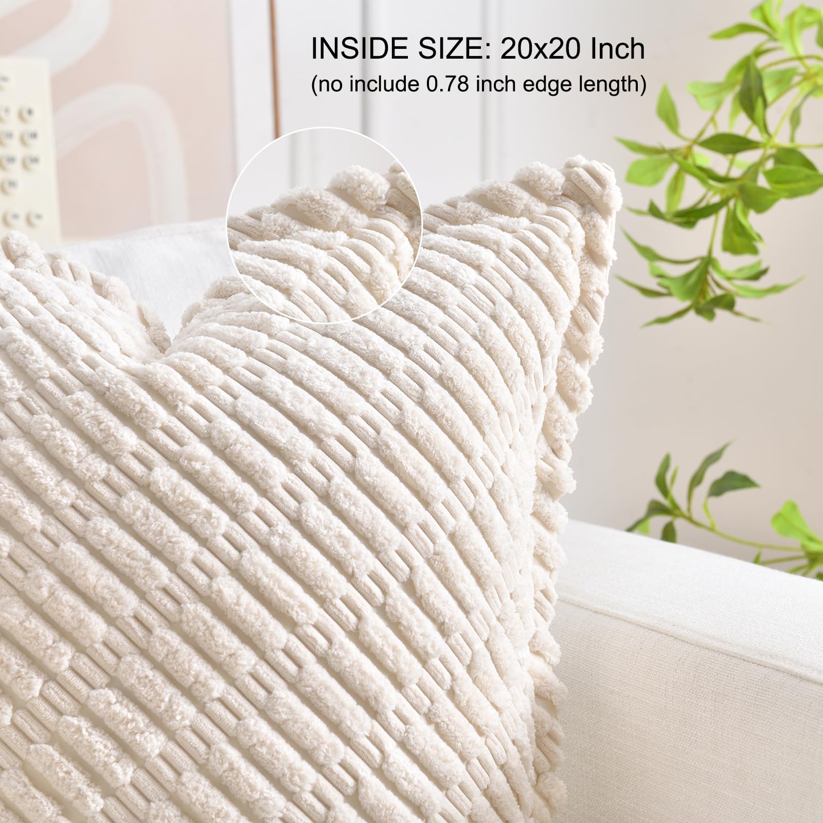 LRartdeco Corduroy Cushion Covers Large Cushions Twill Decorative Pillows Boho Cushion Covers Modern Throw Pillow Covers Couch Pillows for Home Decor Sofa Bedroom With Edging 50x50 - Image 2