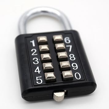 MIONI 10 Digit Push Button Combination Lock ، 5 آلية قفل الأرقام ، أسود