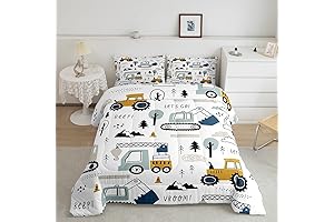Cartoon Construction Vehicles Comforter Set