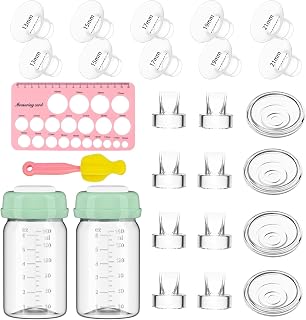 26pcs Breast Pump Replacement Parts Kit for Momcozy S12 Pro/S9 Pro/S12/S9 Breast Pump, Including 8 Duckbill Valves, 4 Diaphragms, 10 Flange Inserts, 2 Storage Bottles,1 Sizing Ruler, 1 Cleaning Brush