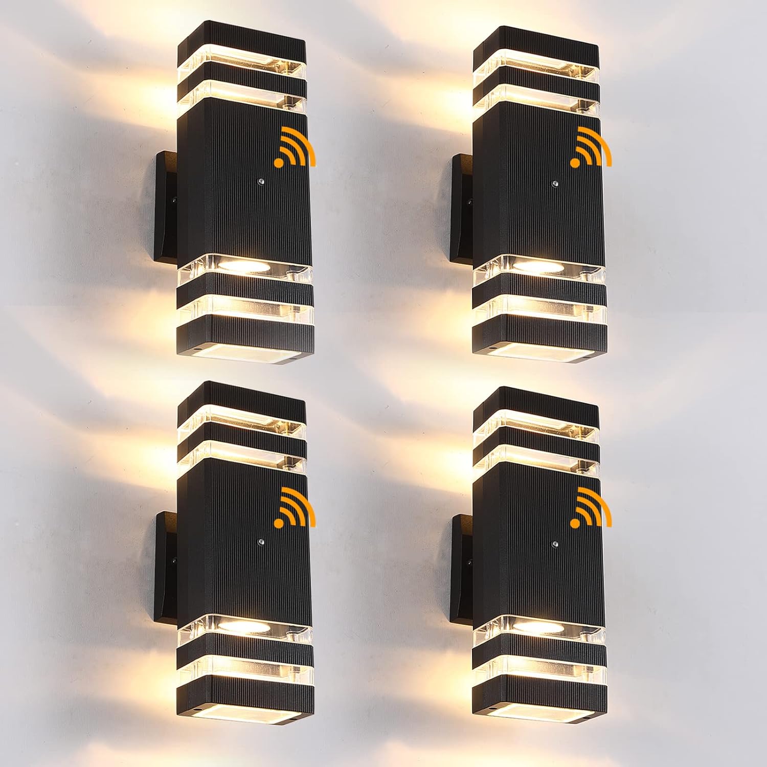 Dusk to Dawn Sensor Outdoor Wall Lights 4 Pack, Up and Down Lights Outdoor Wall Sconces, Aluminum Waterproof Outside Lights for House Porch Hallway Patio Garage