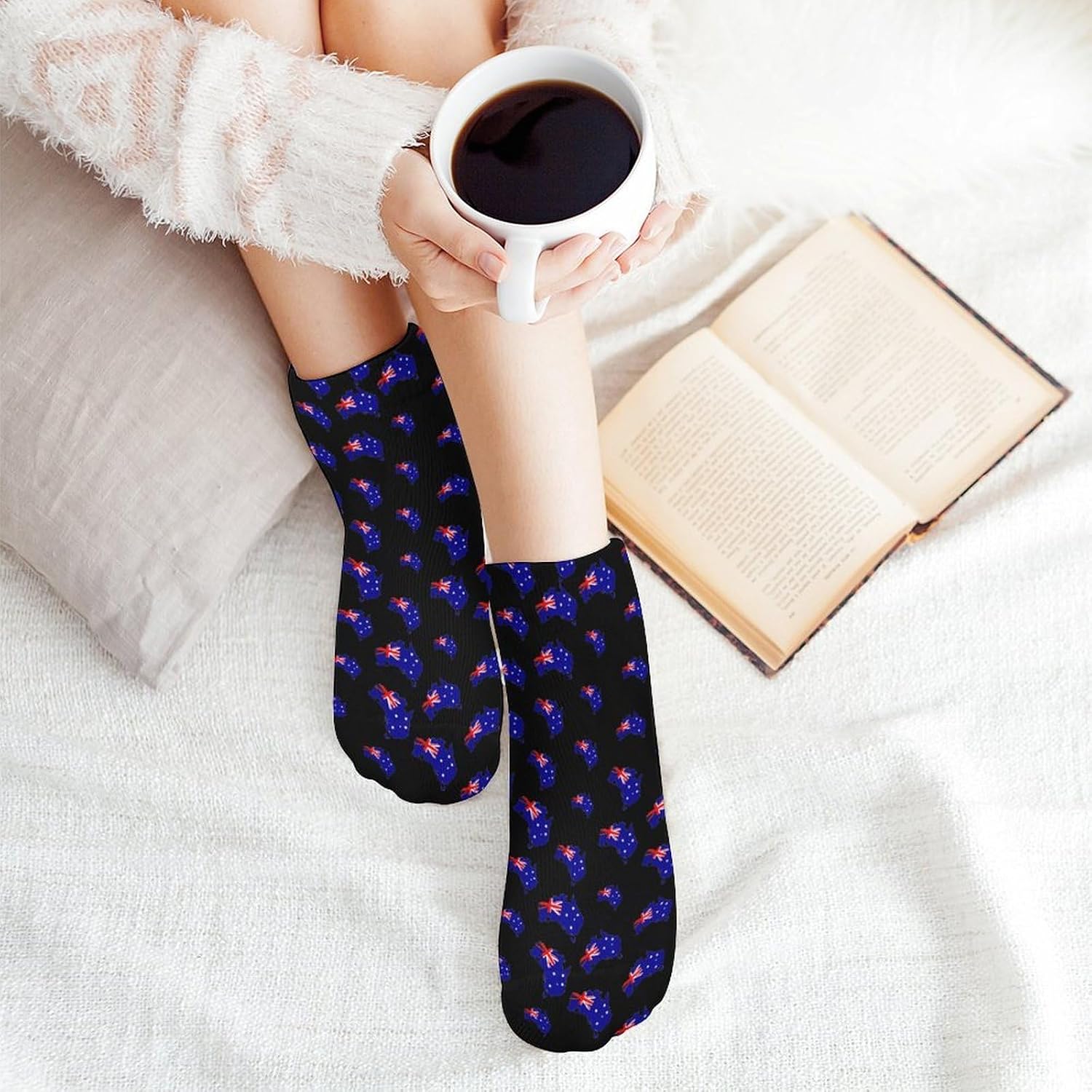 Australia Flag Map 5 Pairs Low Cut Ankle Socks Casual Liner Sock No Show Invisible Socks for Men Women
