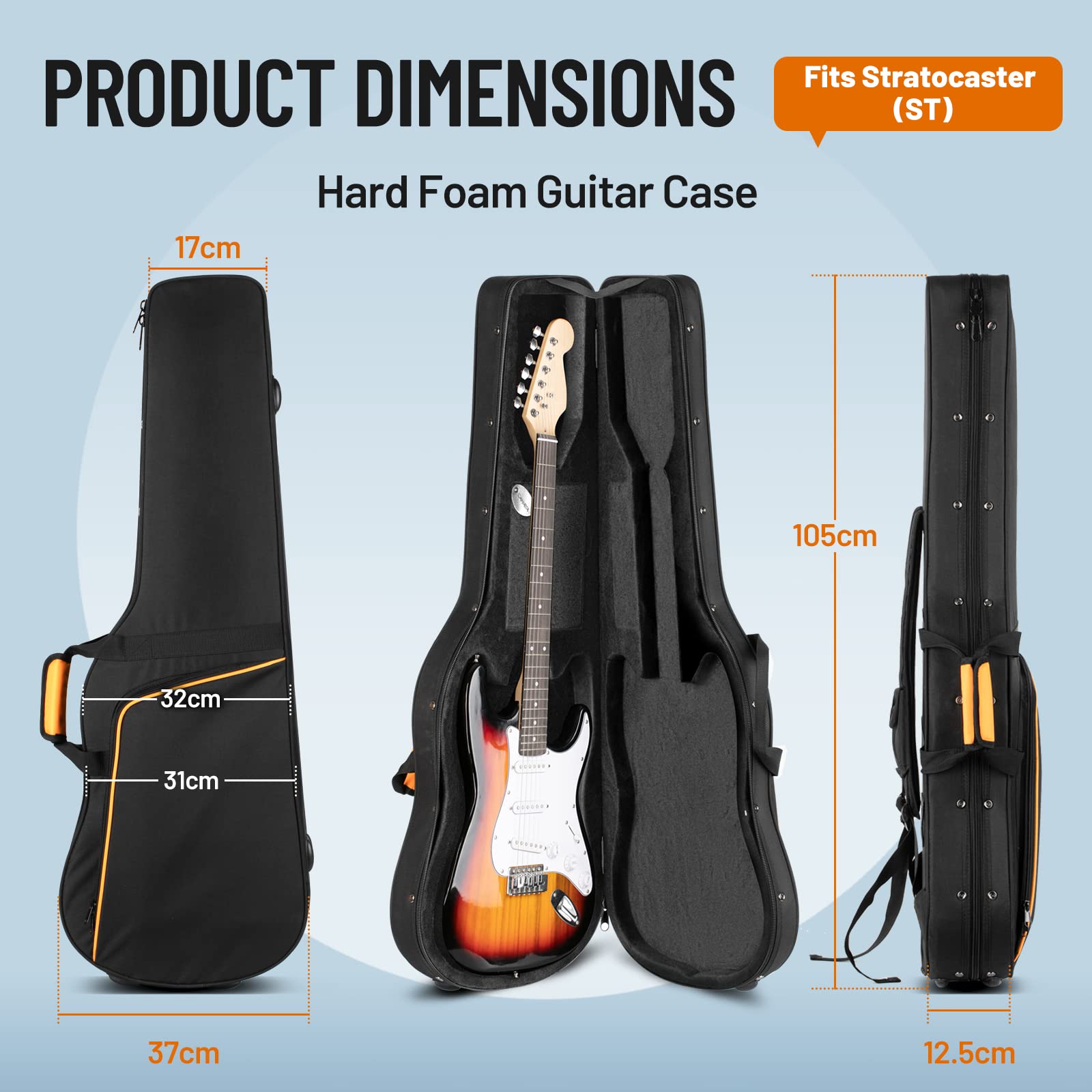 CAHAYA Étui pour Guitare électrique Coque Rigide 25 mm d'épaisseur Compression Antichoc Chute Protection de sécurité Durable Étui léger pour Piano Convient pour Guitare électrique 40 Pouces CY0300