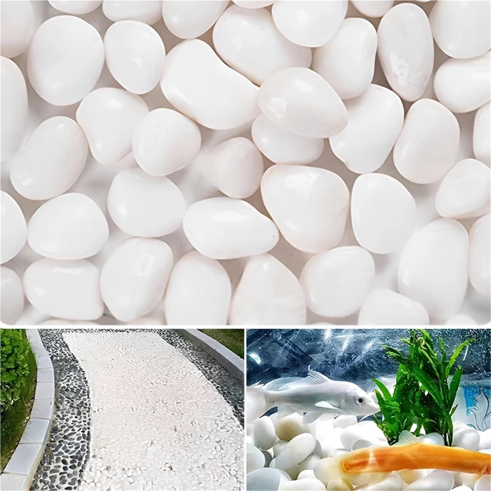 Pietre Decorative da Giardino 2~3 cm Ciottoli Bianchi 200/400/600/800 g Progettazione del Paesaggio e pavimentazione Stradale Alta Piscina di Pietre Rainflower Lucide(200g)