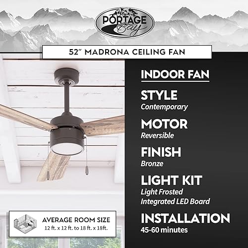 Miniatura 6 de Portage Bay 51452 Madrona Ventilador de techo, 52, Bronce