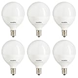 G16.5 Light Bulb LED, 7 Watts (60W Equiv.), 500 Lumens, Dimmable, Type G Globe Shape E12 Candelabra Base, Short Bulbs, Vanity Mirror Bulbs, 3000K Warm White, Frosted, 6 Count