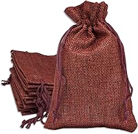 Vista 12 de TheDisplayGuys - Paquete de 12 bolsas de regalo de arpillera natural de 4 x 6 pulgadas con cordón (marrón natural, pequeña) para recuerdos