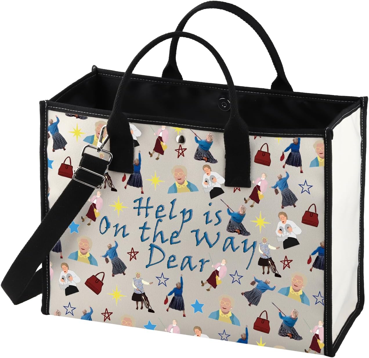 MNIGIU Mrs. Doubtfire Gift - Cosmetic Bag & Fans - Help Is On The Way