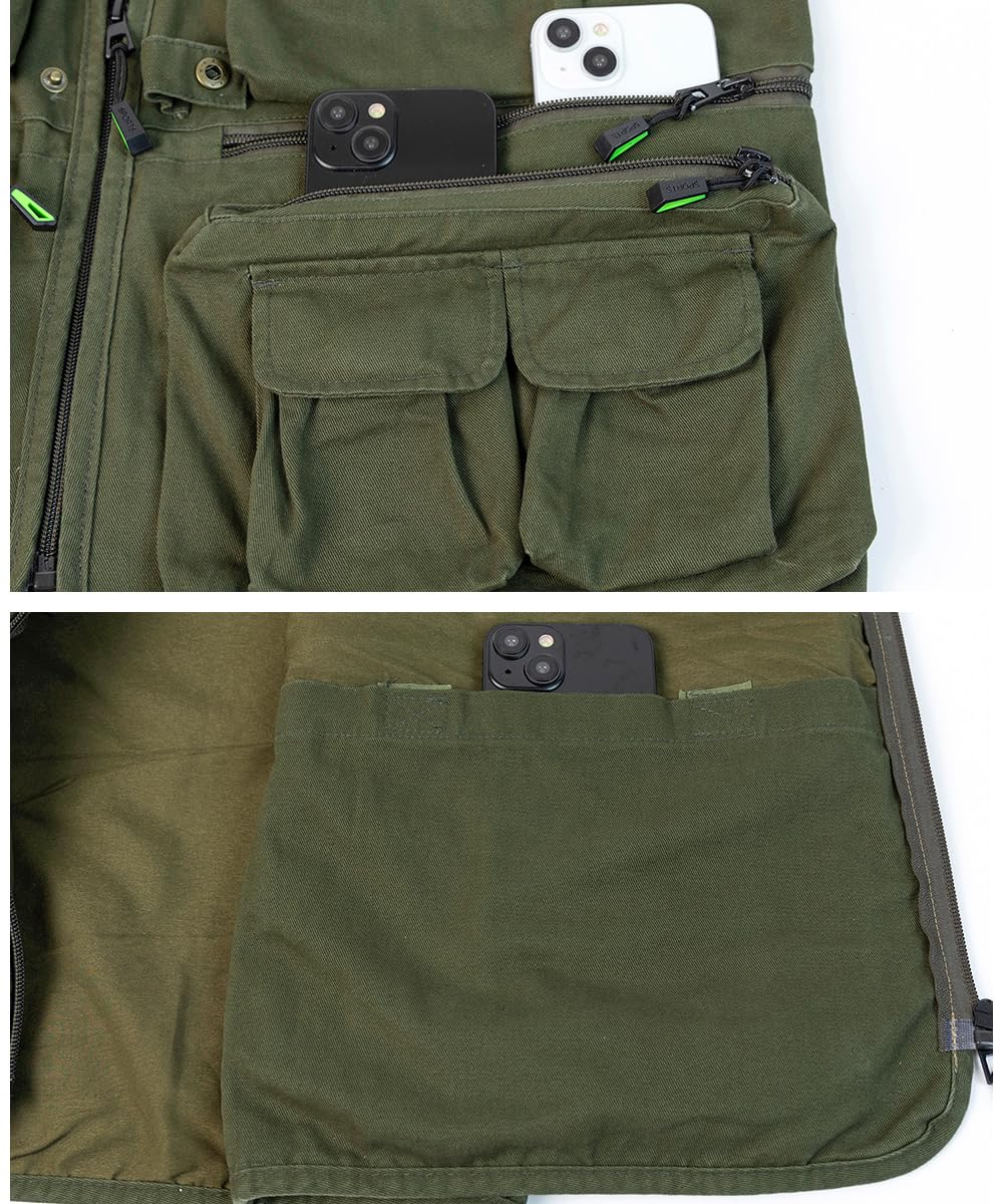 Chaleco de Pesca con Múltiples Bolsillo para Hombre Chaleco Tip Safari Chaqueta Sin Mangas de Caza Chaleco de Fotografía