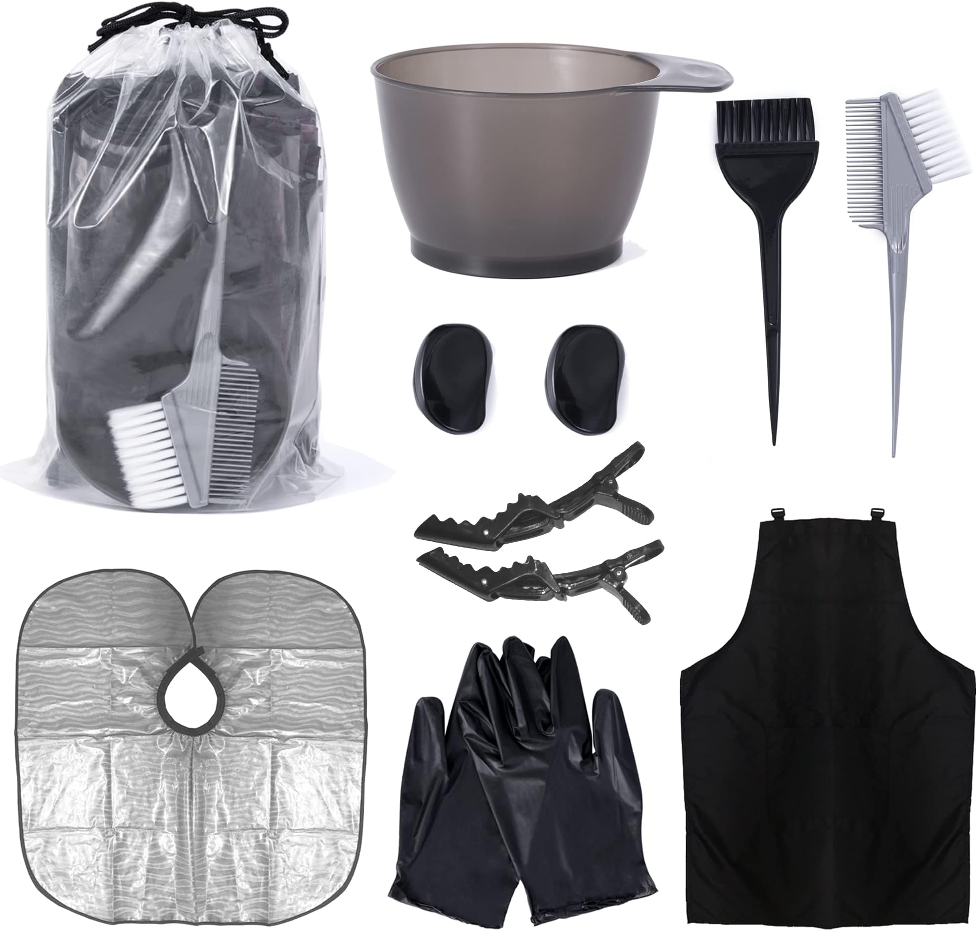 11 pcs Hair Dye Bowl and Brush Kit Hair Dye Brush Hair Dye Highlighting Kit Hair Colouring Tools Set with Hair Tinting Bowl,Brush Comb,Ear Cover,Hair Salon Working Apron,Hair Coloring Cape,Gloves DIY Beauty Salon Tool