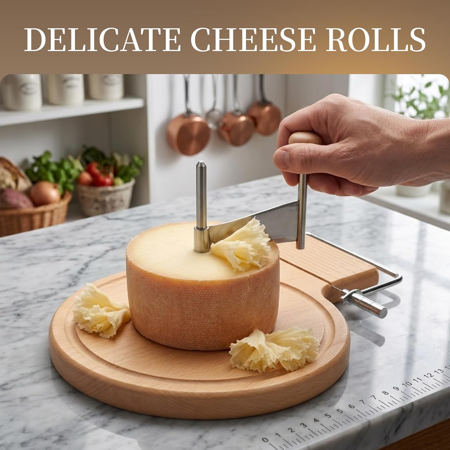 2-in-1 Cheese Curler Wheel & Slicer, Stainless Steel Cheese Shaver with Manual Handheld Flaker, Kitchen Cheese Cutter Gadget for Butter Chocolate Home Parties Bakery Restaurants Cafes