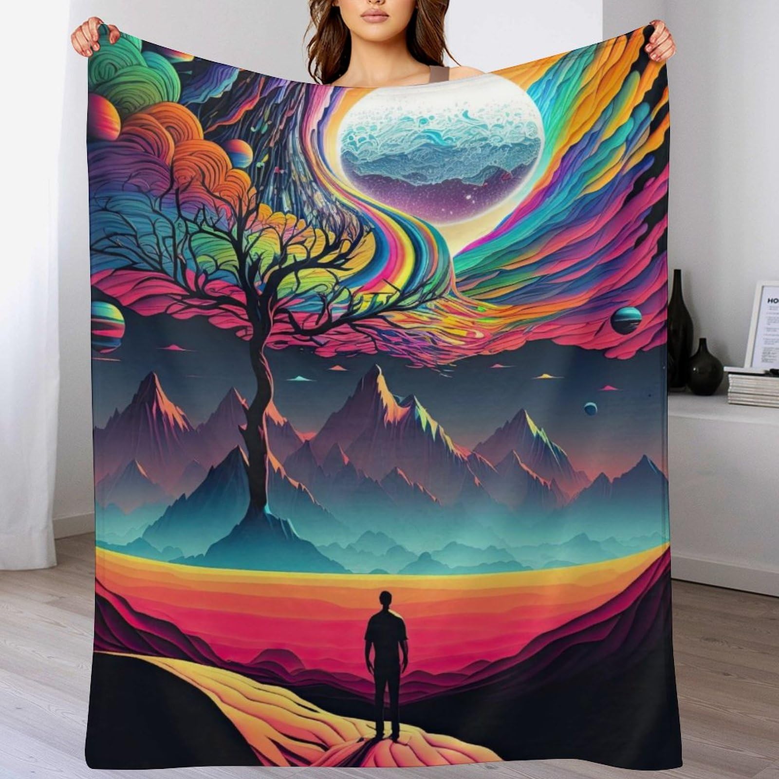 Couverture Polaire Flannel surréaliste IA, la douceur thermique protectrice pour vos nuits de lit