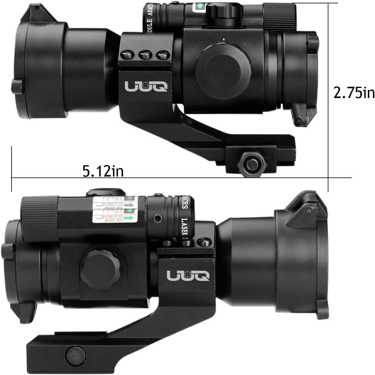 UUQ 1X30 4 MOA Green Red Dot Sight with Green Laser, Picatinny Cantilever PEPR Mount