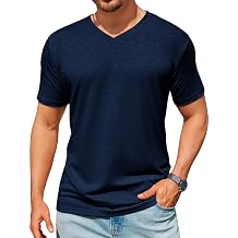 Runcati Mens T-Shirts Short Sleeve V Neck Casual Classic Shirt Summer Stretchy Regular Fit Lightweight Tees