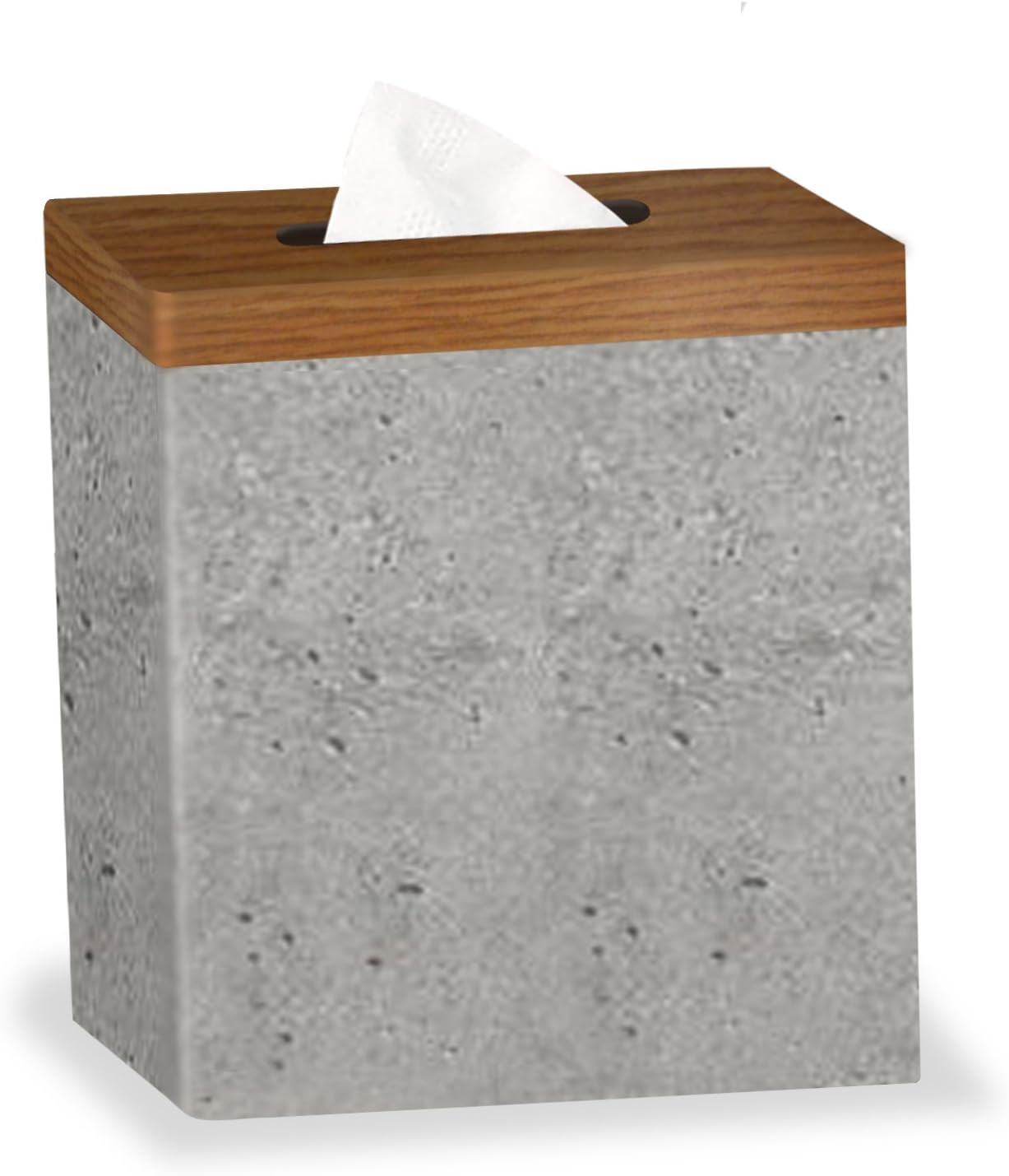 nu steel Boutique Tissue Box Cover,Part of Our Concrete Bathroom Accessory Set Stone/Wood Square Facial Tissue Box Holder for Bathroom Vanity Countertops,Bedroom Dressers-Stone Finish
