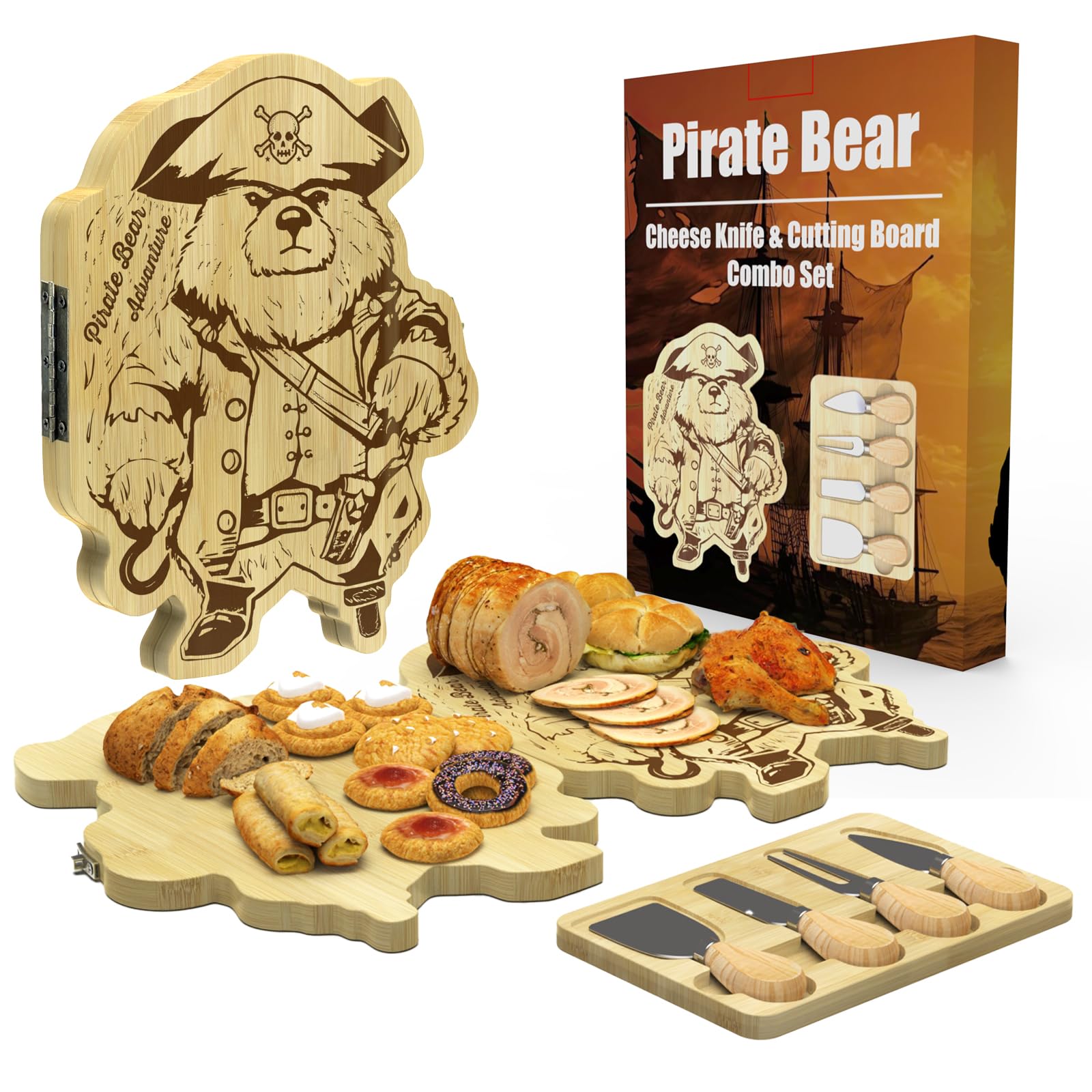 Amazon.com: Bixuhai Pirate Bear Charcuterie Cheese Board with 4