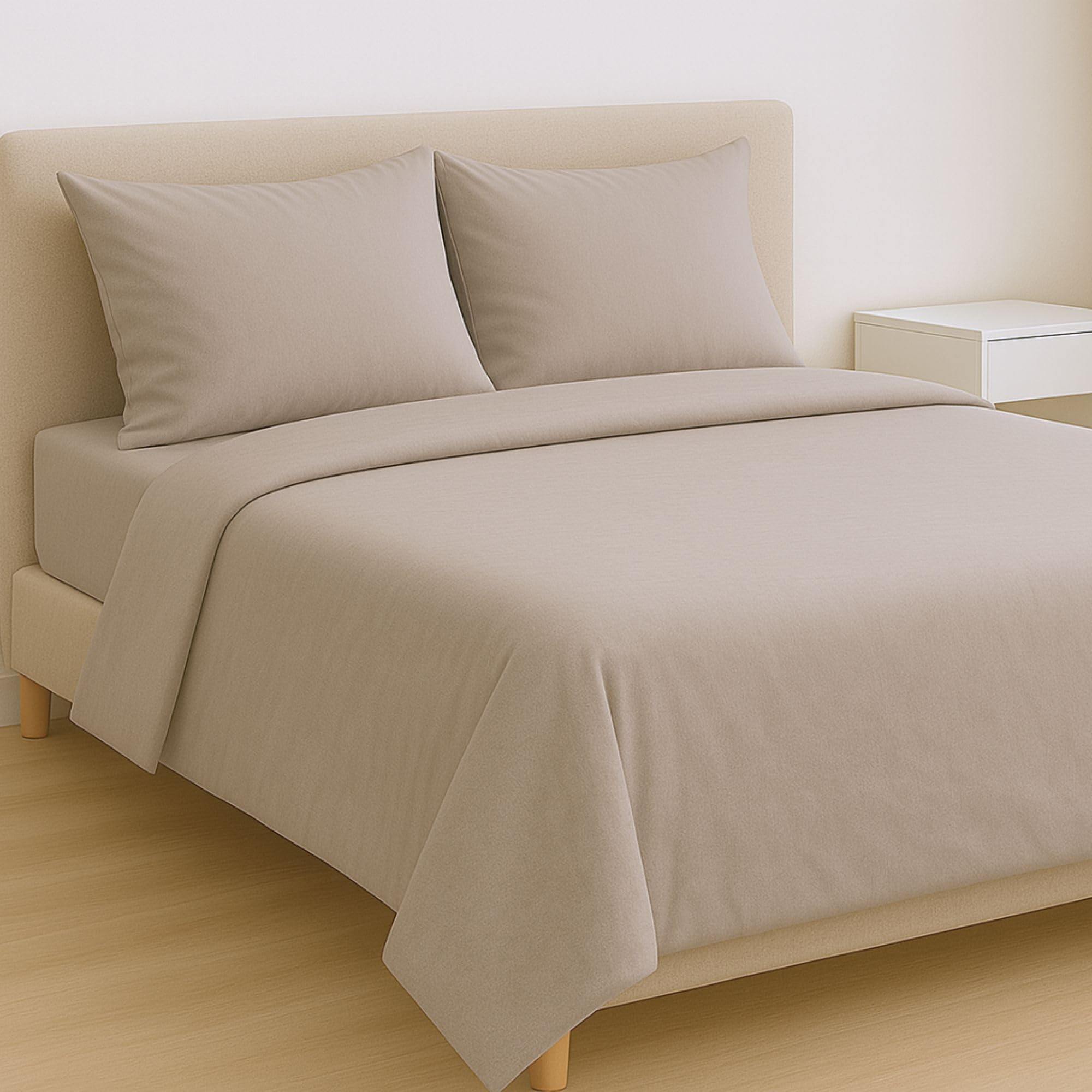 MAXIME MAISON - Sabanas 180x200 Algodon (Tortora) Juego de Sabanas, Bed Sheets, Juego Sabanas 4 Piezas (Sábana Bajera, Sábana Plana y 2 Fundas de Almohada) Sabanas Refrescantes Made in Italy