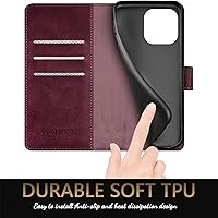 Vista 6 de SUANPOT Funda tipo cartera para iPhone 14 Pro de 6.1 pulgadas con bloqueo RFID, tarjetero de crédito, funda protectora de piel sintética con tapa