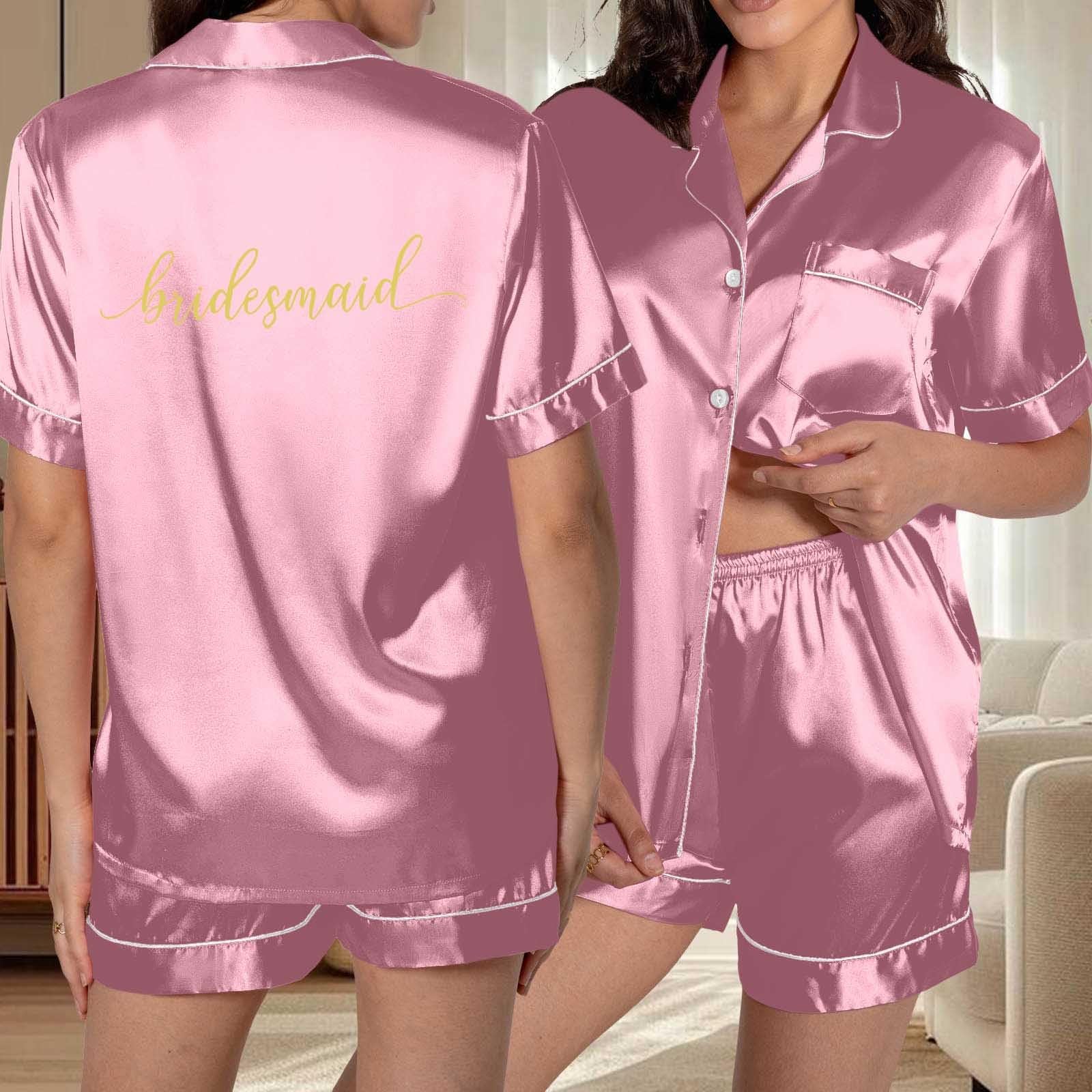 Generisch Combinaison short décontractée pour femme avec bouton de poche et design imprimé pour la détente et le confort au quotidien, Rose, XL