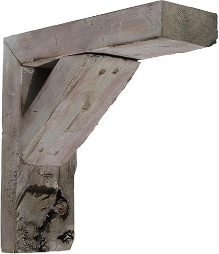 Ekena Millwork BKTB03X08X10TRGY - Soporte vintage de granja, colección de decoración de madera de granero, 3 12 pulgadas de ancho x 8 pulgadas de