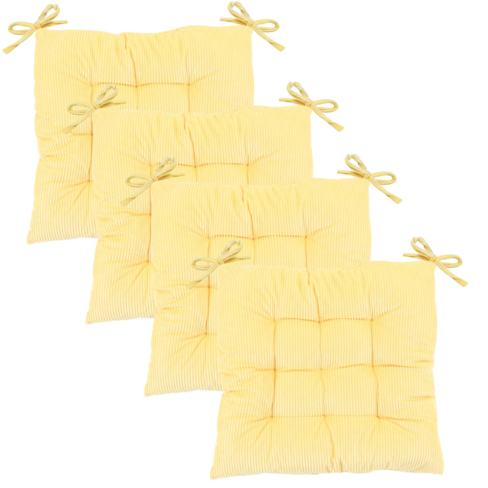 MissSoul 4Pack Chair Cushions for Dining Chairs 15.7"X15.7" Corduroy Chair Pads with Ties Indoor Non-Slip Square Seat Cushion for Kitchen Office