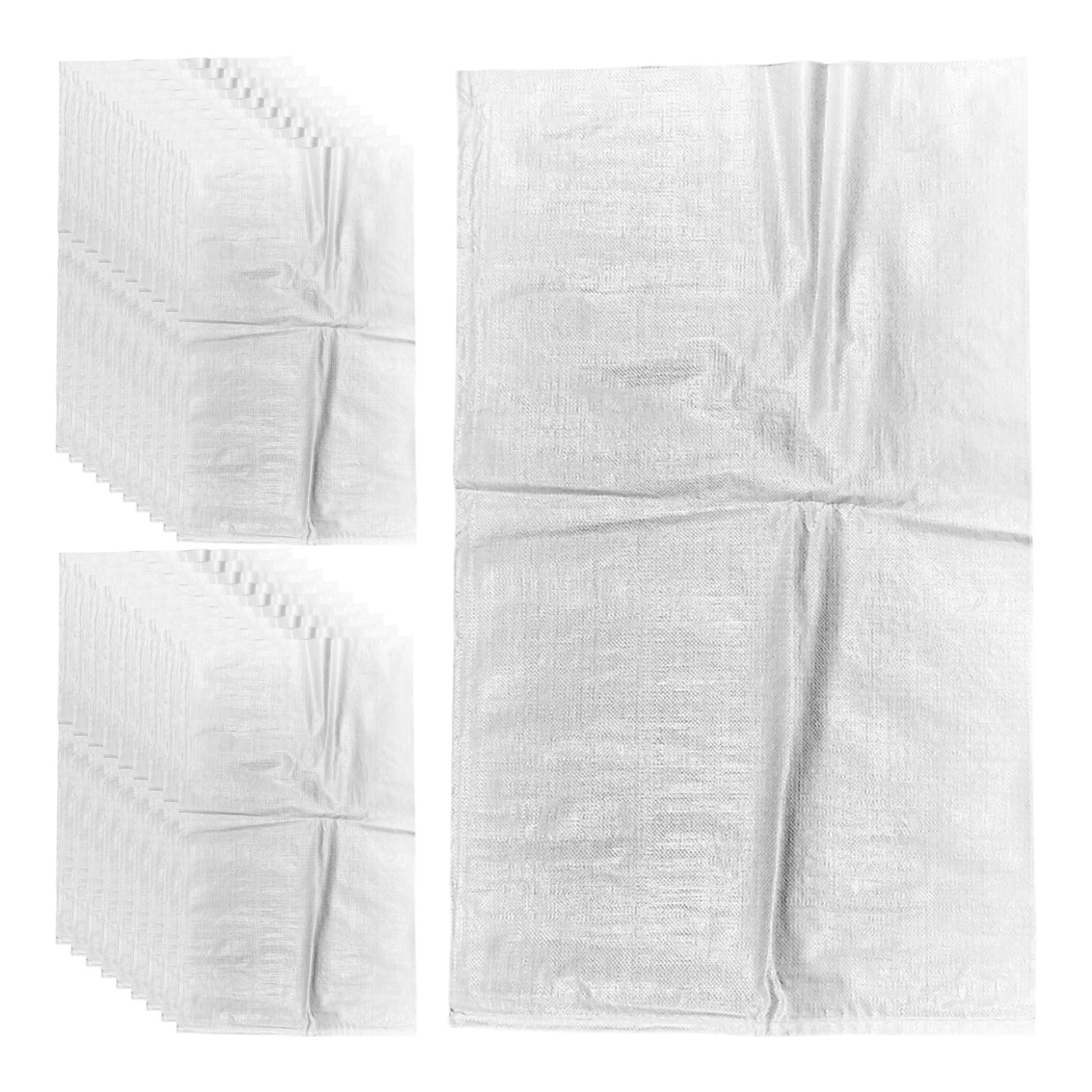 Lot de 20 sacs à gravats tissés réutilisables en polypropylène Blanc XL 60 x 100 cm