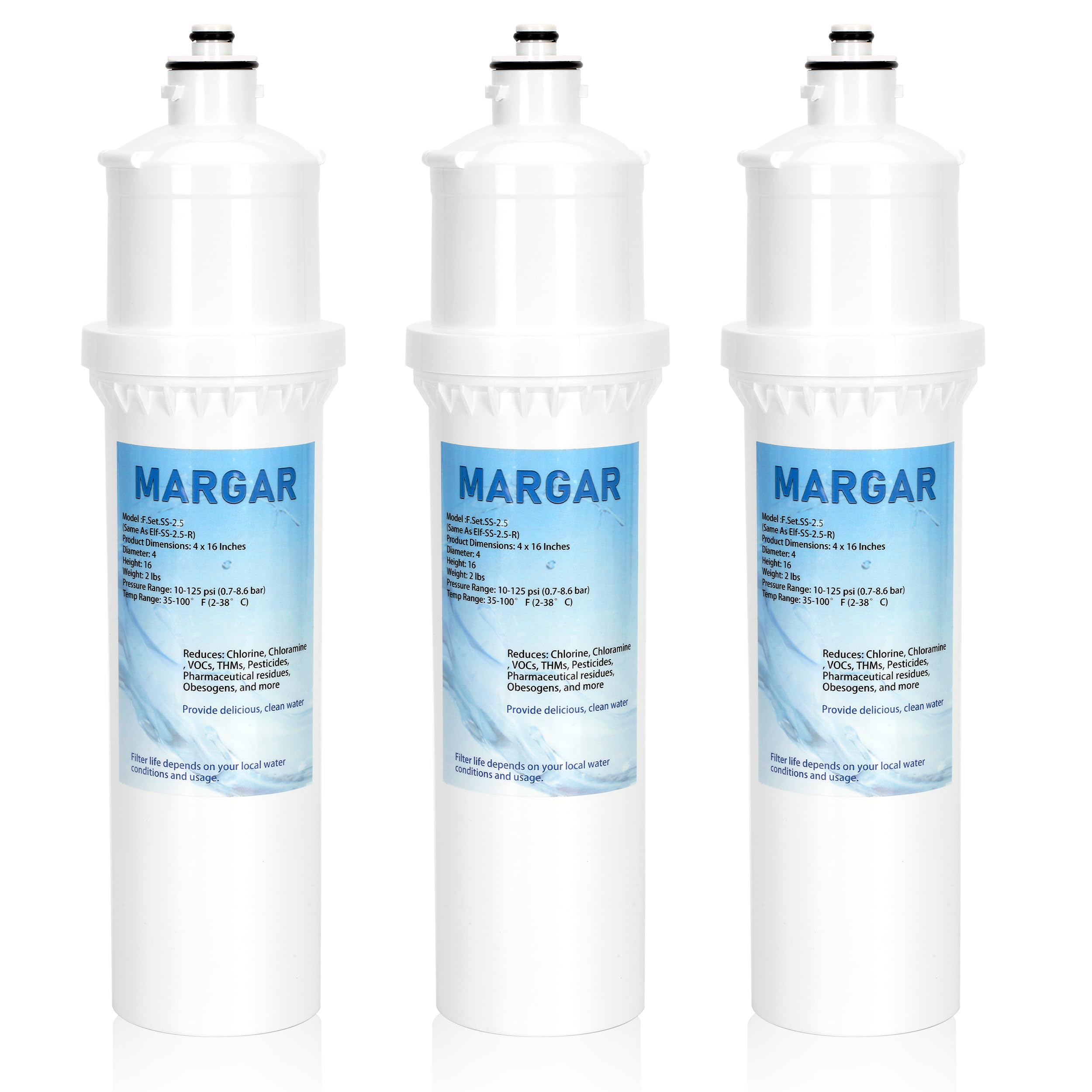 Photo 1 of Water Filter SS-2.5, Replacement for Max Flow® Water Filter SS-2.5, F.SET.SS-2.5 Filter Reduces Chlorine, Compatible with EWS® SS-2.5 Water Unit, Installs Directly On Faucet, 10,000 Gallons (3-PACK)