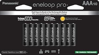 Eneloop Panasonic BK-4HCCA10FA pro AAA High-Capacity Ni-MH Pre-Charged Rechargeable Batteries, 10-Battery Pack