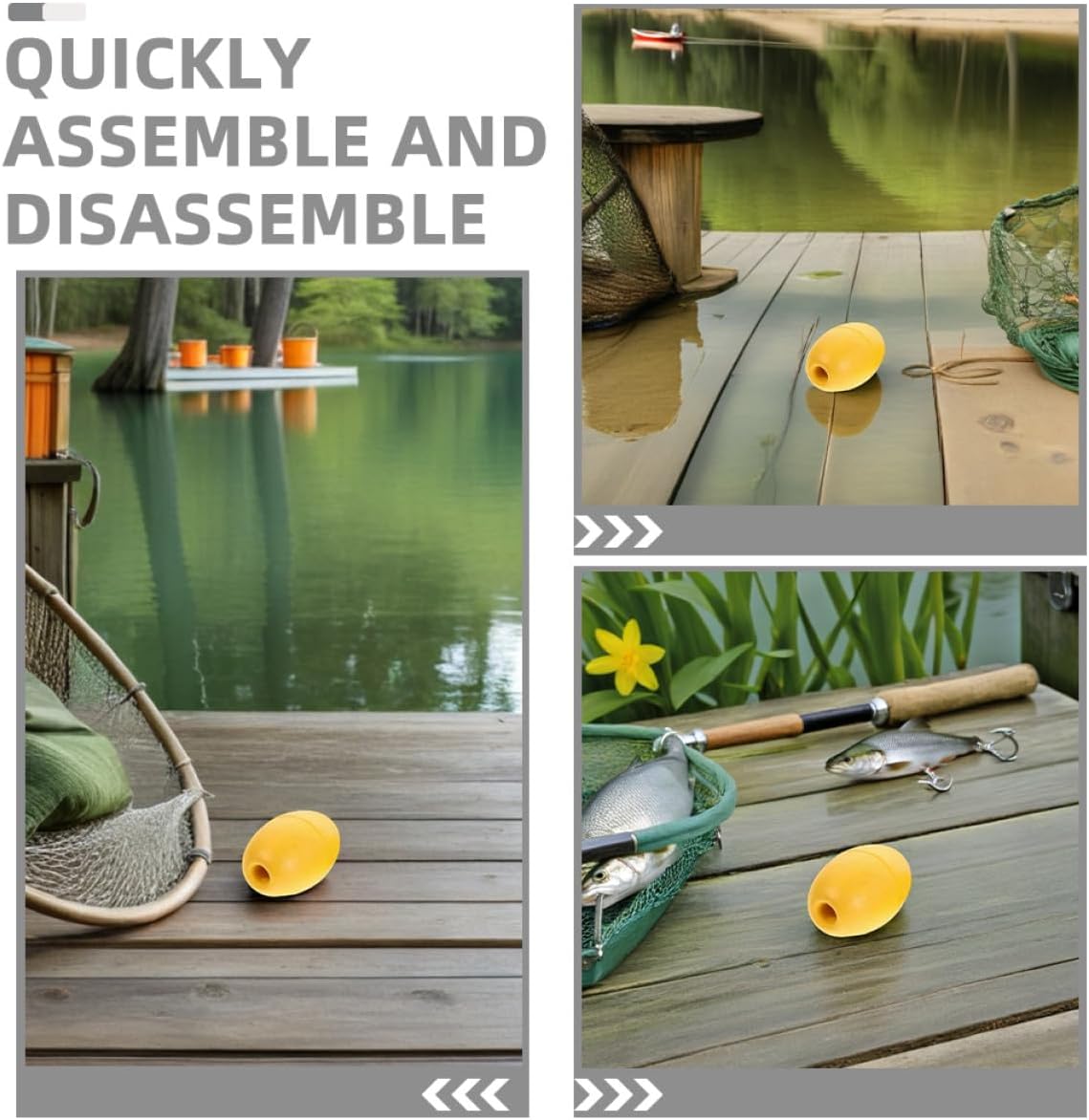 8pcs Yellow Buoy Floats Set for Boats Kayak Anchor Marker Buoy Oval Water Float Marine Boating Equipment Dock Accessories for Fishing and Water Sports