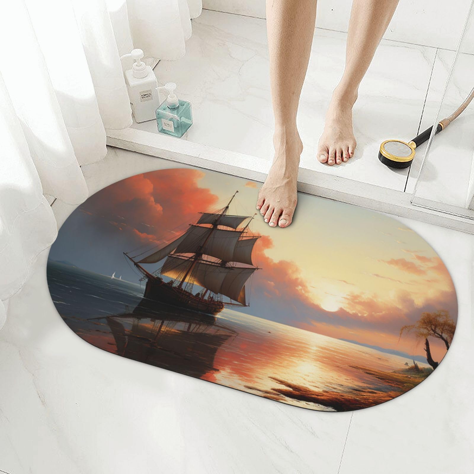 Tapis de bain en terre de diatomée anti humidité sans odeur pour douche 50x80