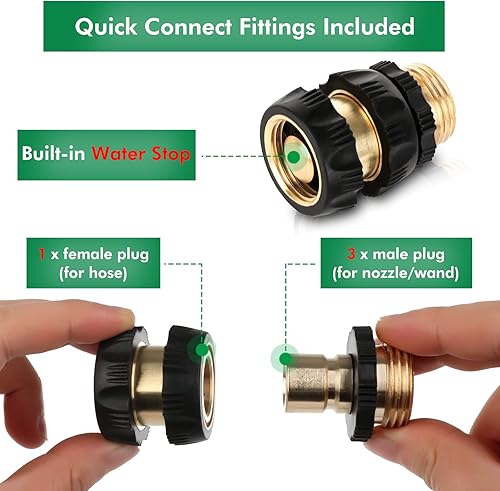 Miniatura 8 de RESTMO Combo de riego de jardín, rociador de manguera resistente, varita de manguera de metal, boquilla de manguera de alta presión, control de