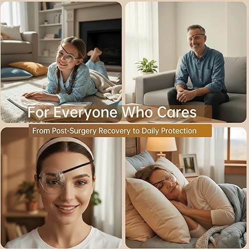 Miniatura 7 de Protector ocular para cirugía de cataratas, paquete de 2 parches médicos con correa ajustable para la cabeza para dormir después de cataratas,