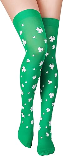 Miniatura 3 de Zhanmai 3 pares de calcetines para el día de San Patricio, calcetines altos de color verde trébol para fiesta de disfraces
