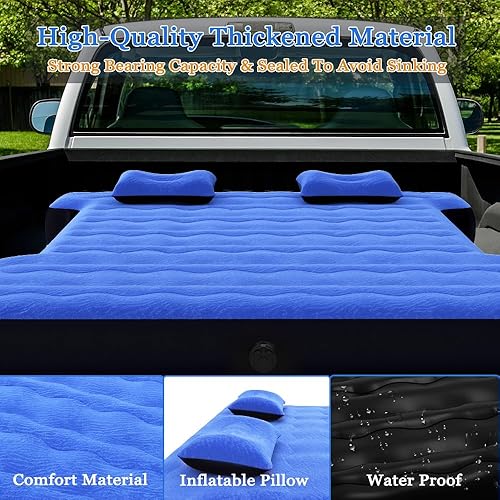 Miniatura 3 de Colchón inflable de aire para cama de camioneta, para camas cortas de 5.5 a 5.8 pies con cable de bomba de aire de 16.4 pies, idea de fecha de cama