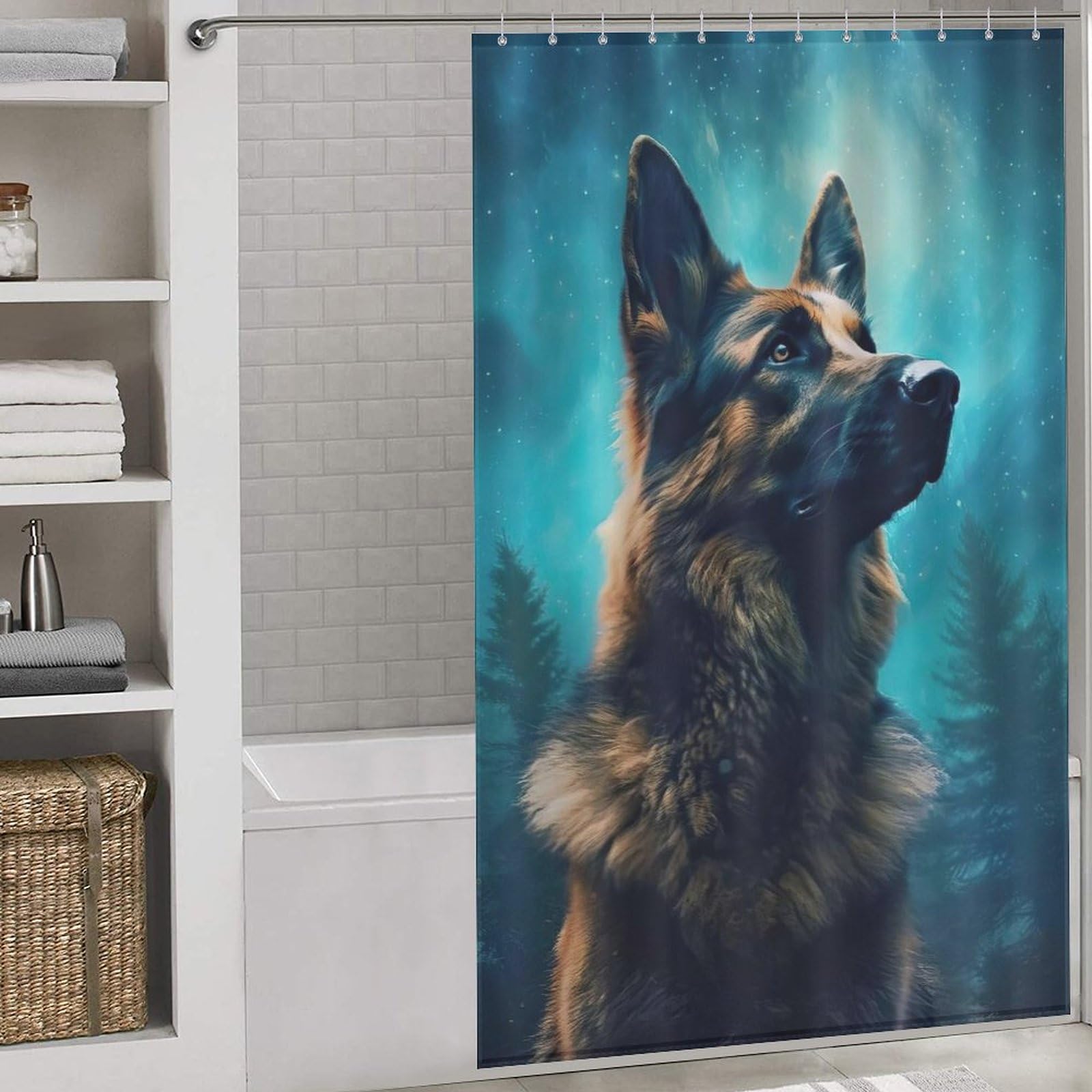 Rideau de douche Berger Allemand imperméable pour une salle de bain zen