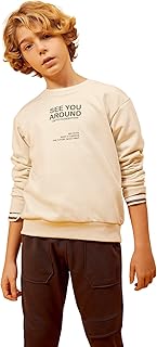 تيشرت عصري بقصة عادية ورقبة دائرية ضيقة وأكمام طويلة للأولاد من ديفاكتو، موديل B5490A8