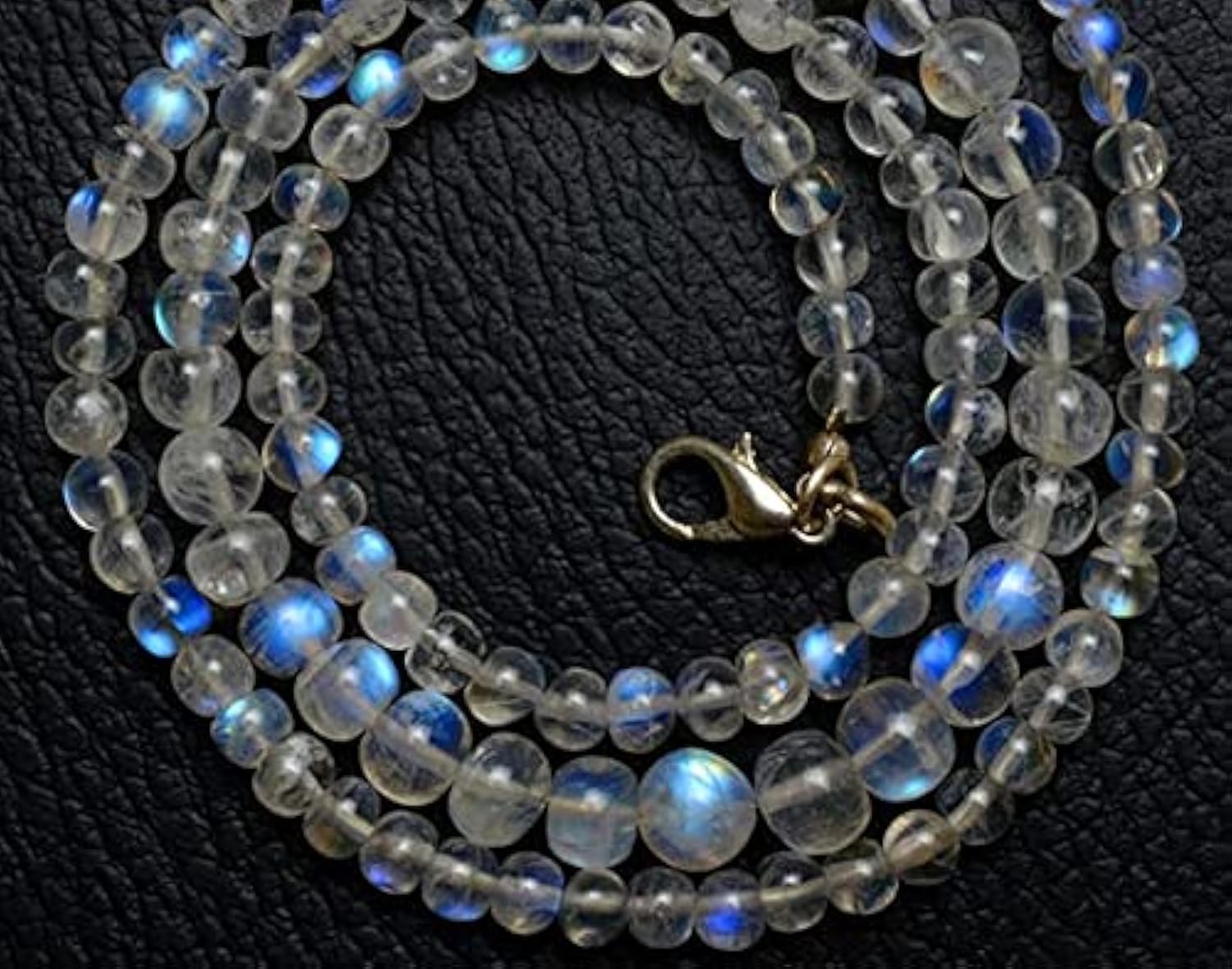 Pierre de lune blanche arc-en-ciel véritable en perles lisses 4-7mm, éclat minéral LKBEADS 19"