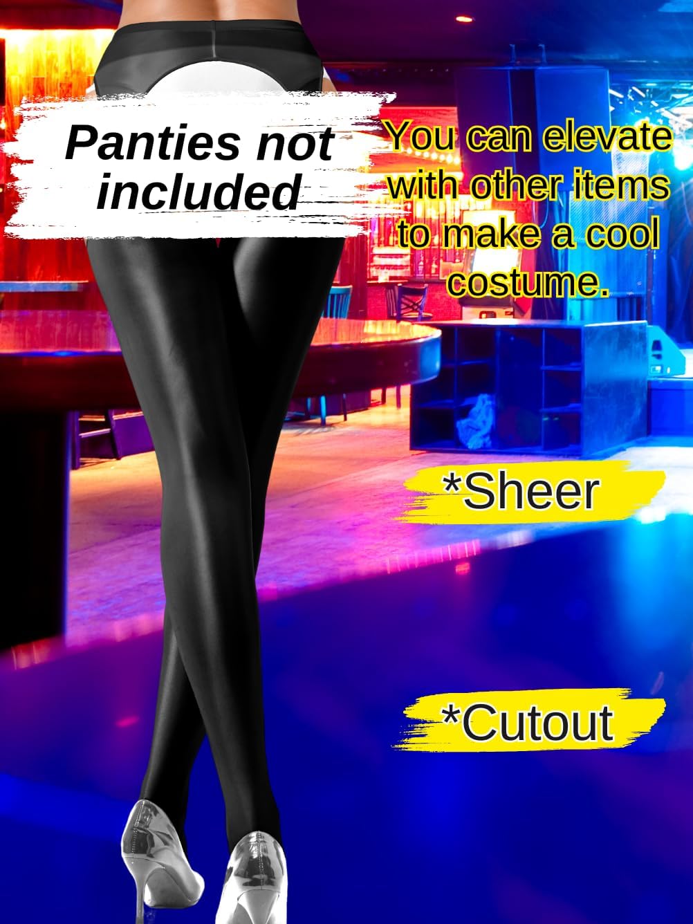 Sexy Shiny Tights, Sheer High-Waisted, Suspender Pantyhose For Women Rave Party Outfits Leggings Pants Exotic - Image 3