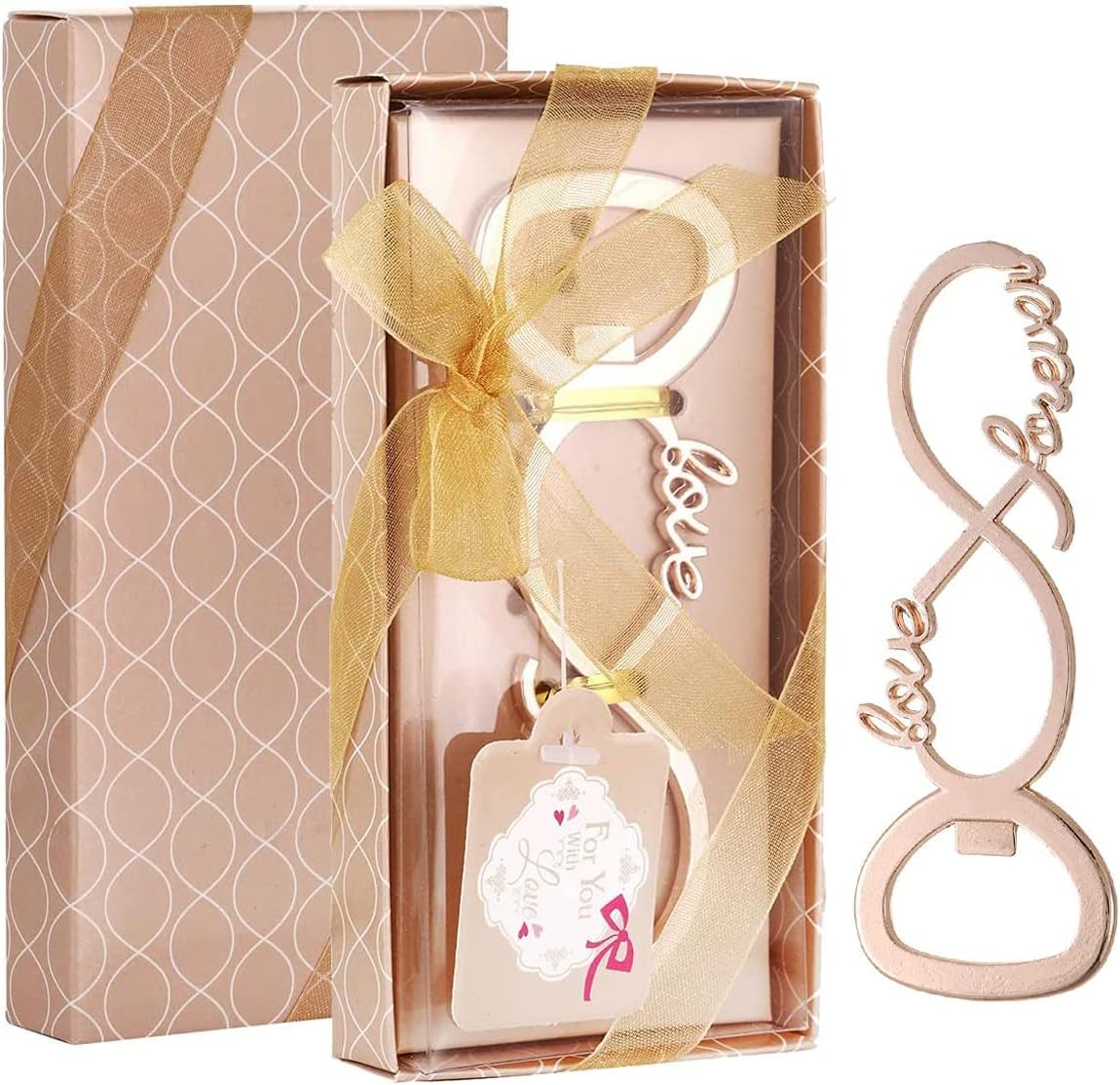 Party Decor and crafts 24Pcs Love Forever Bottle Opener Wedding Favors,Bridal Shower Souvenirs for Guests Baby Shower,Birthday Anniversary Party Favor Gifts (Gold Love Forever,24)
