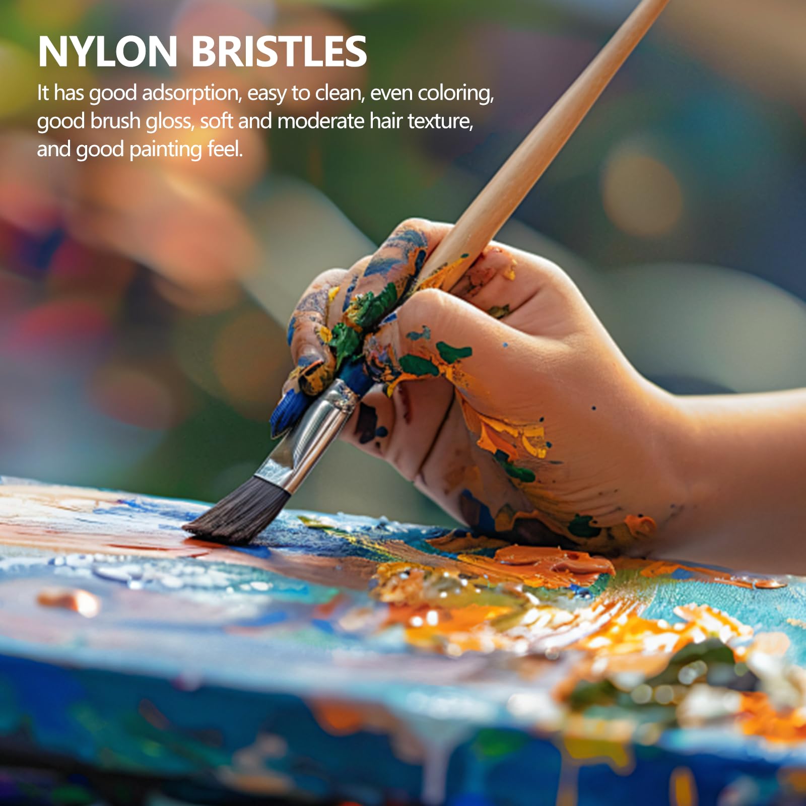 OMJMYY Set di 32 pennelli acrilici multifunzione per artisti, set di pennelli professionali in nylon, pennelli per pittura artigianale, pennelli per olio, acquerello, guazzo, artisti, adulti