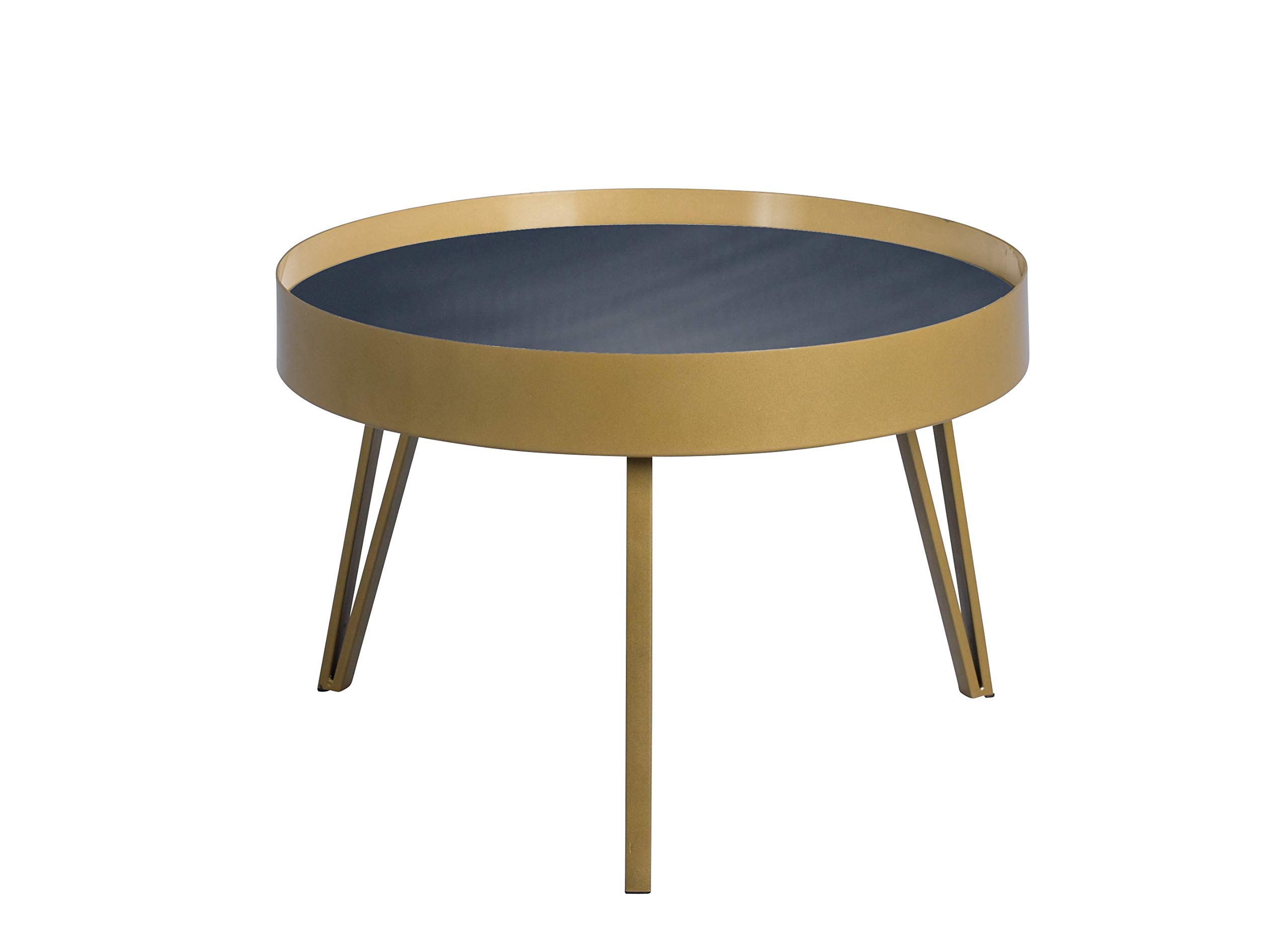 M2 Kollektion Tom 2 - Tavolino da salotto, in metallo, nero, oro, diametro = 60, altezza = 41 cm